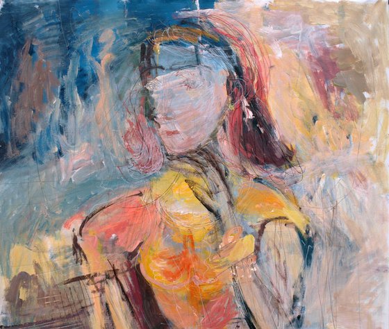 Woman sitting (a Post Picasso comment) 37 x 61 in