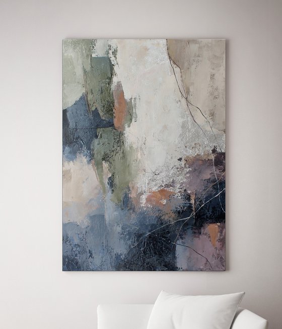 "Brume" Abstract purple green acrylic art