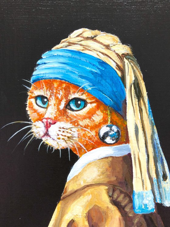 Cat with a pearl earring #2