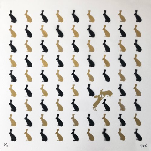 Bunny Love (Gold Stencil) by Dex