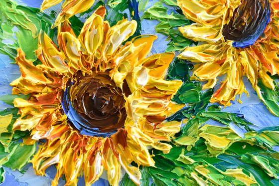 Sunflowers on blue II