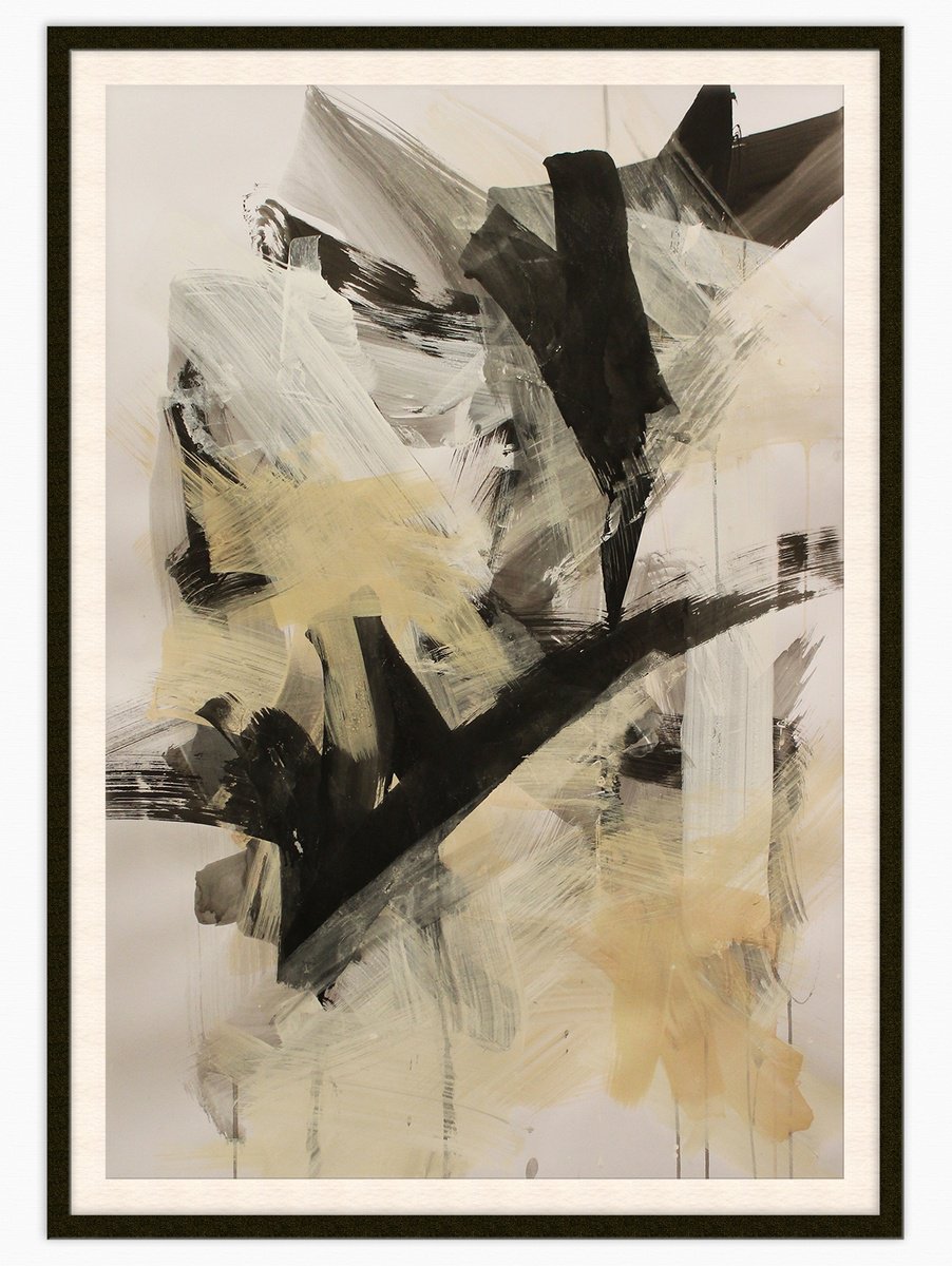 Expressive Abstract Painting By T Kyomu, 28 X 39", Furiousity Iv, Original Artwork