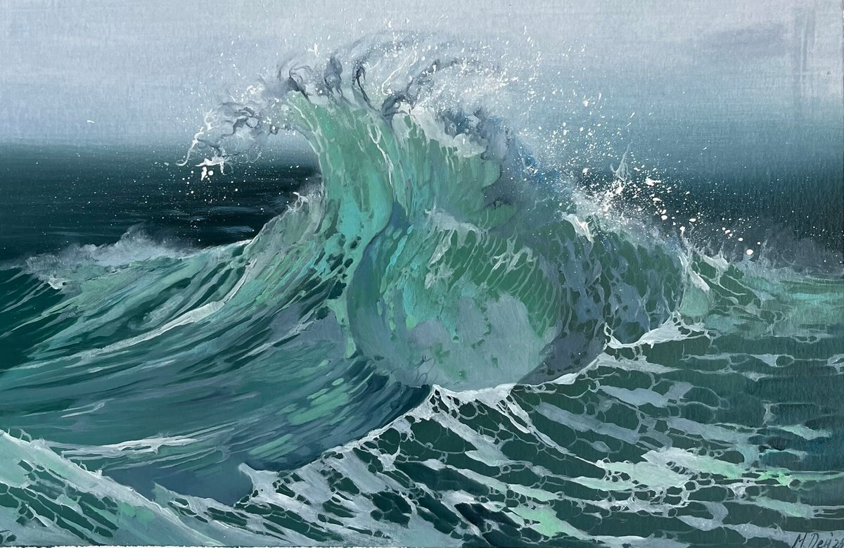 Photorealistic Oil Painting , Sea Wave By Myroslava Denysyuk, 12 X 8, Artwork For Sale On Artfinder
