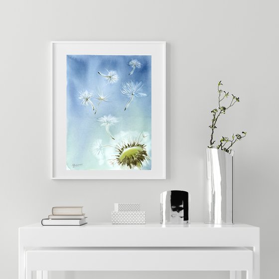 Dandelion Seeds Painting - Original Watercolor Painting