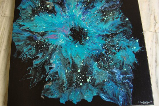"Blue Flower" Acrylic Painting