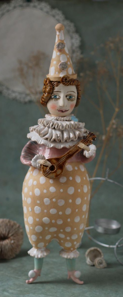Pierrot with a mandolin, wall object by Elya Yalonetski by Elya Yalonetski