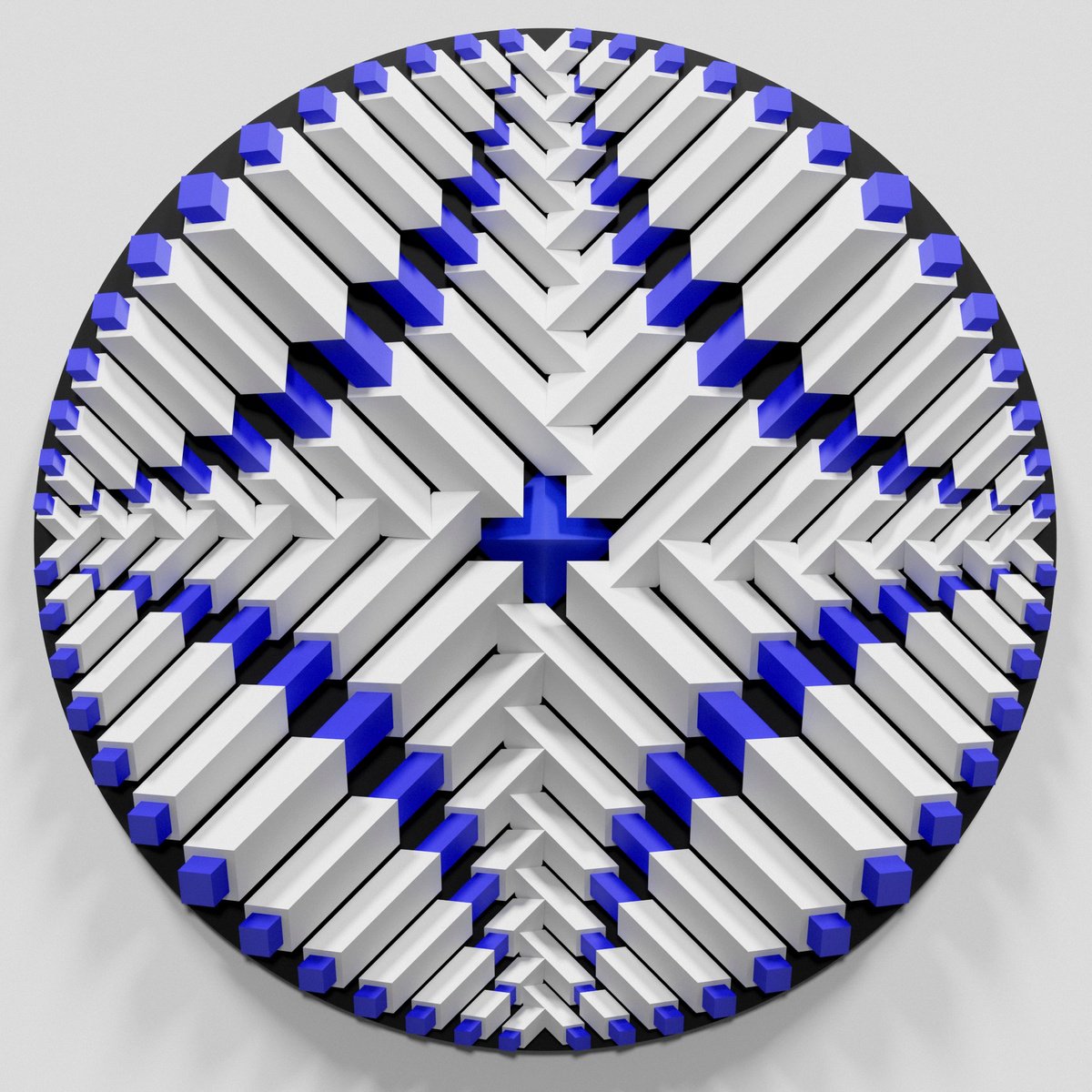 Geometric Abstract Wood Sculpture By Andrij Savchuk, 39 X 39, Cold Rays, Original Artwork