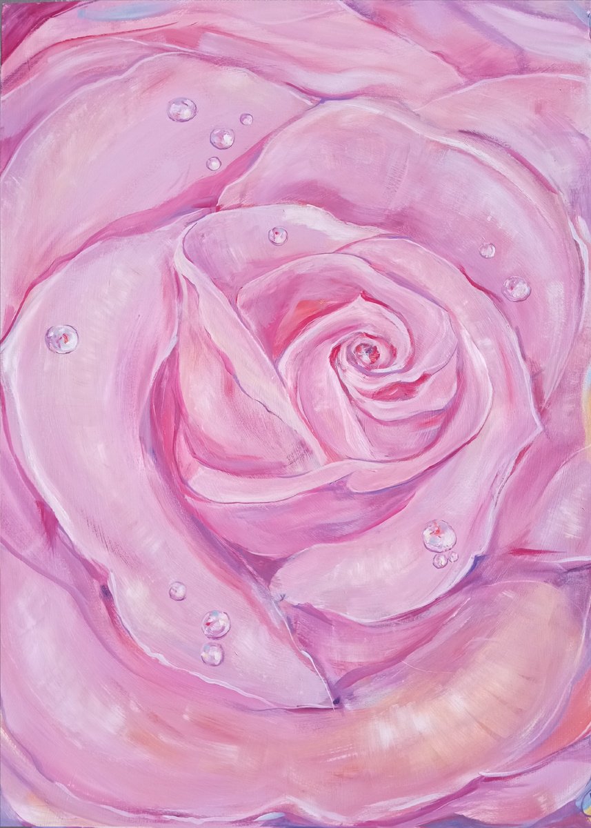Impressionistic Botanical Oil Painting By Alina Skorokhod, 20 X 28, Rose, Original Artwork