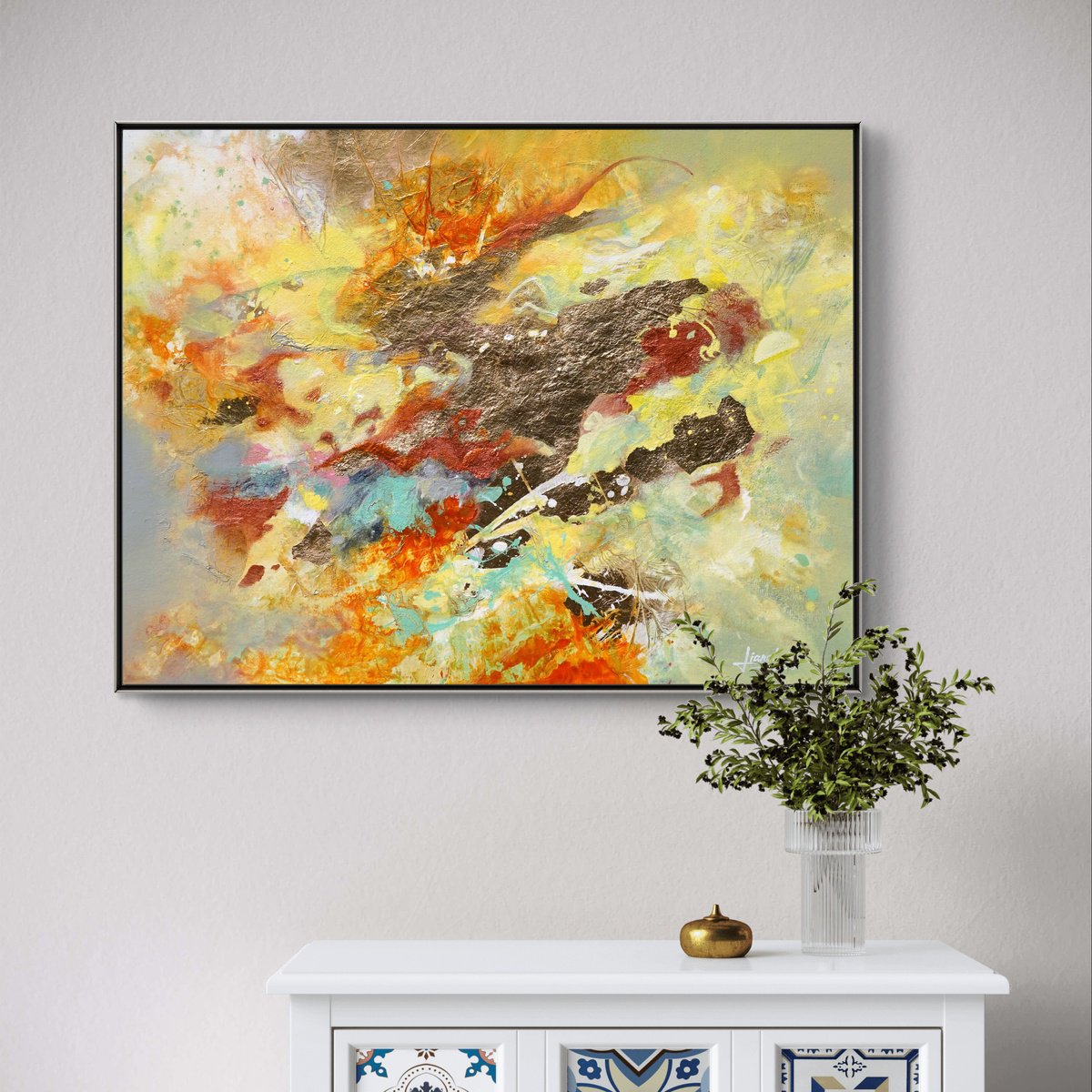 Abstract Acrylic Painting By Liang Hailun, 31 X 24", N°264, Original Artwork