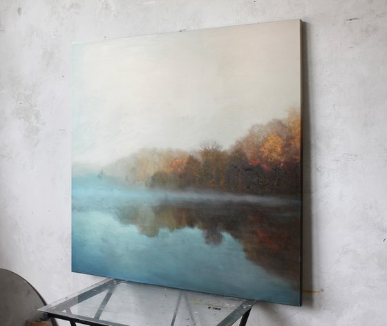 " Morning fog " River neutral oil art