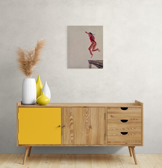 Leaping Woman in Red