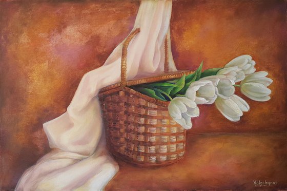 tulips in the basket