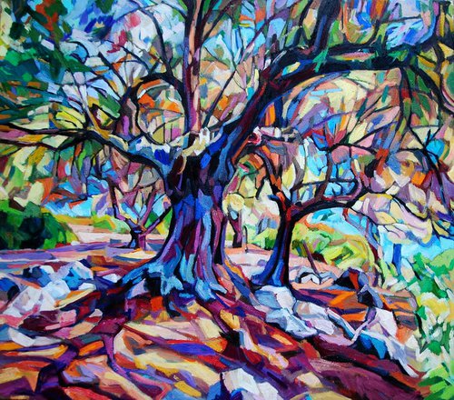 Olive trees  II / 80 x 70 x 2 cm by Maja Đokić Mihajlović
