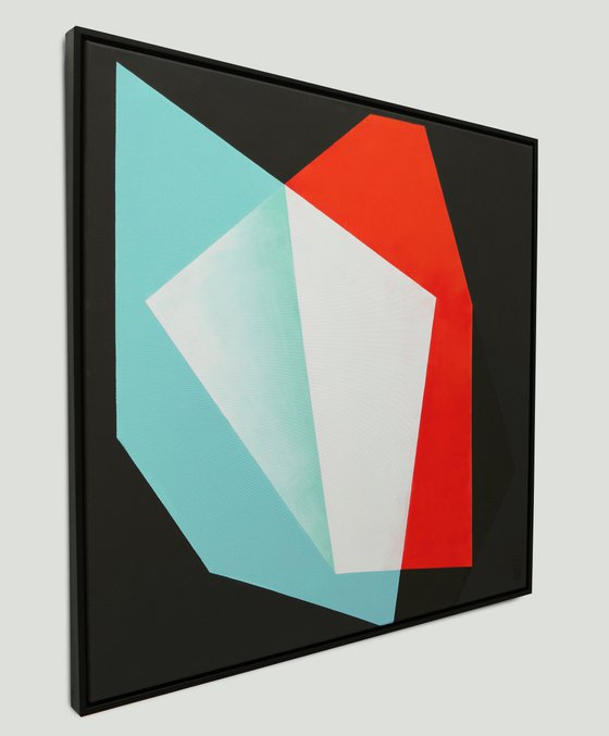 Abstract Painting - Diamond 13 - Incl. frame - 95x95cm - Ronald Hunter - 06N