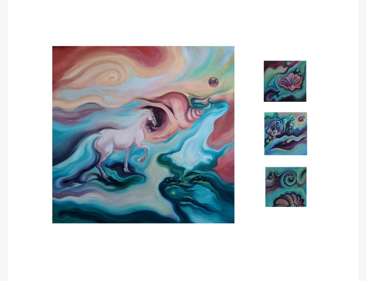  Dream. Tetraptych - 4 Paintings By Tetiana Borys, 33 X 35, Artwork For Sale On Artfinder