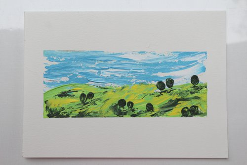 Van Gogh inspired Landscape -1 (Sep 2020) - Acrylic painting on paper - Impressionistic- impasto painting - textured artwork-palette knife - gift art by Vikashini Palanisamy