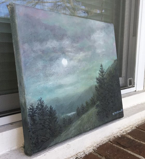 SOFT MOUNTAIN NIGHT - oil 10X12 inch canvas (SOLD)