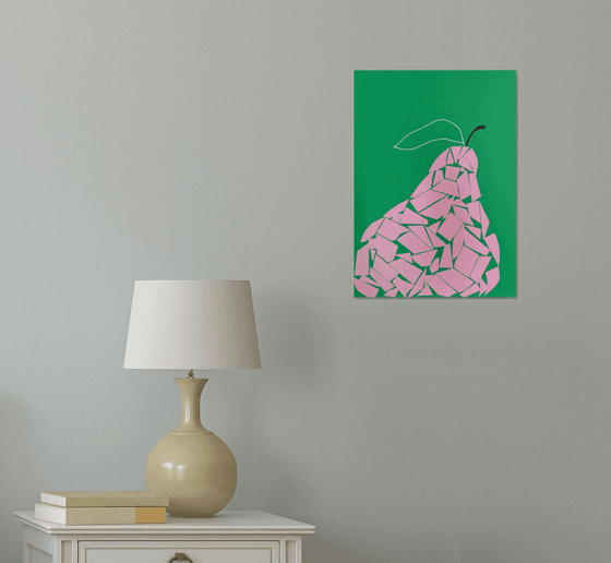 Pink Pear Paper Cutout