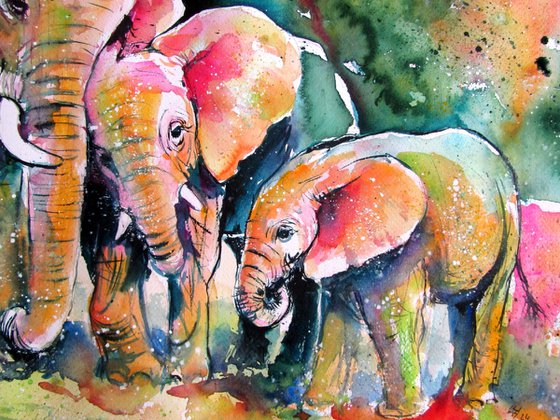 Elephant with babies III