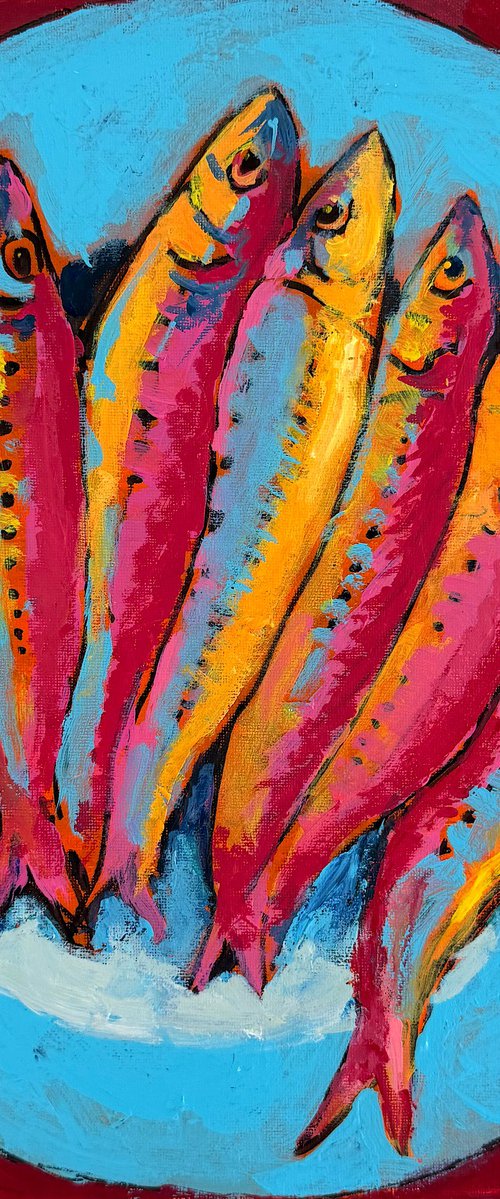 Sardines on Blue by Mutlu Ertac