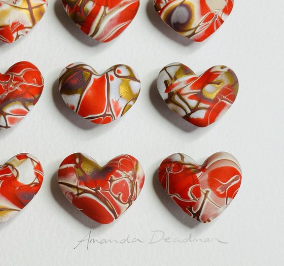 LOVE - Red gold white grey & beige Mokume Gane