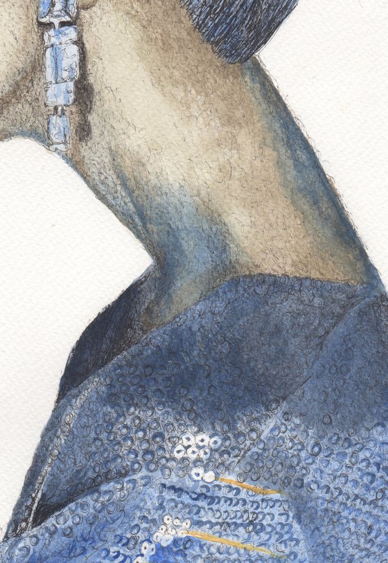 contemporary female fashion illustration portrait of black woman