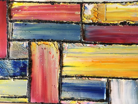 "Built For This" -  Save As A Series - Original PMS Abstract Triptych Oil Paintings On Wood - 34" x 32"