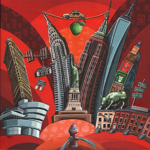 New York City Landmarks (Red) by Marc Remus