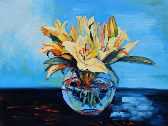 Lillies, flowers in a vase.