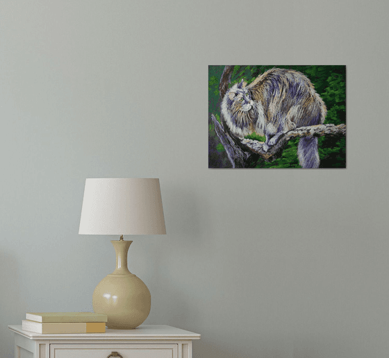 Cat V / FROM THE ANIMAL PORTRAITS SERIES / ORIGINAL OIL PASTEL PAINTING