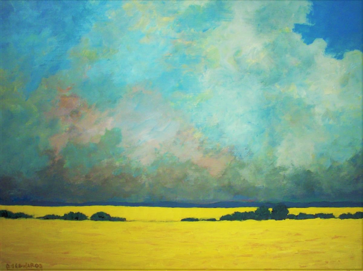 Impressionistic Landscape Acrylic Painting By David J Edwards, 24 X 18, Waiting Out The Storm, Original Artwork