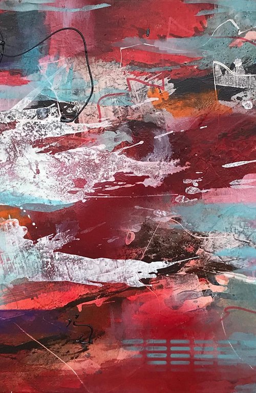 Abstract red landscape I by Anja Stemmer