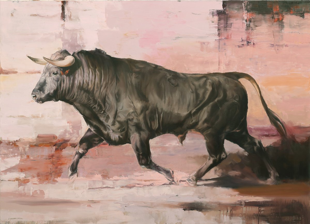 Expressive Animal Oil Painting By Zil Hoque, 71 X 51", Vistahermosa, Original Artwork