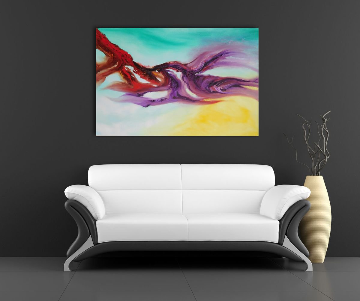 Delight of fly - 90x60 cm, Original abstract painting, oil on canvas by Davide De Palma