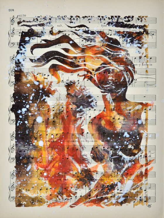 Dirty Wind - Collage Art on Vintage Music Sheet Page