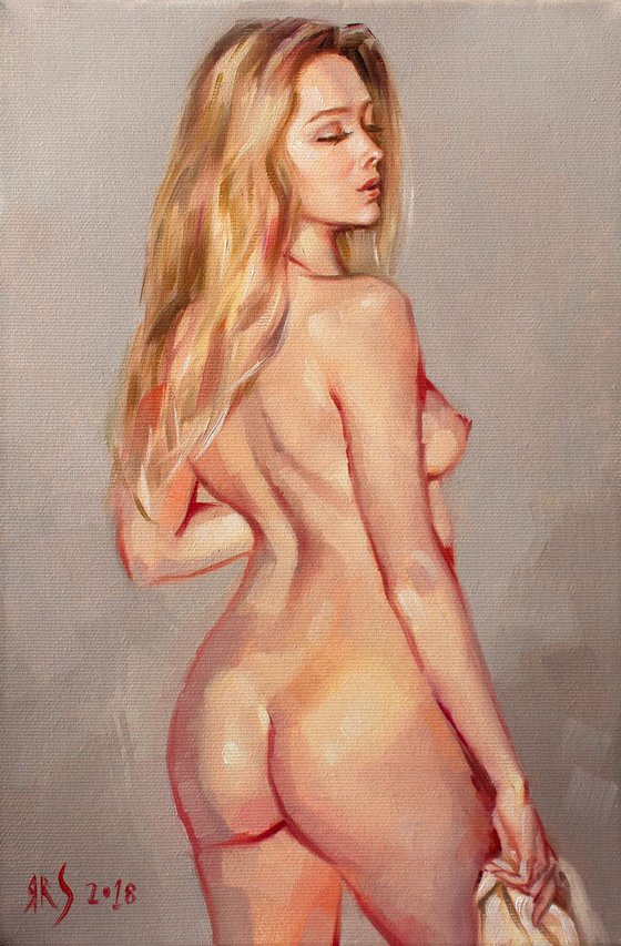FEMALE BACK STUDY (Modern Impressionistic Oil painting, Gift for him)