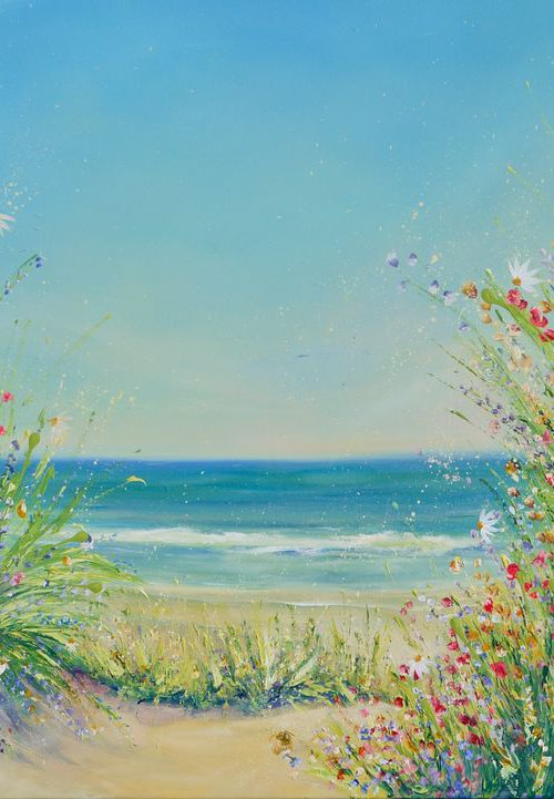This way to the beach! ( large painting ) by Emma Sian Pritchard