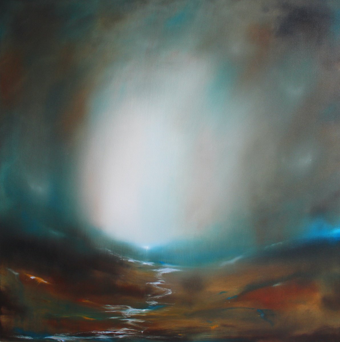 Impressionistic Landscape Oil Painting By Jonathan Speed, 39 X 39, Valley Brook, Original Artwork