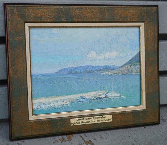 Cloudy. Yachts in the Bali port