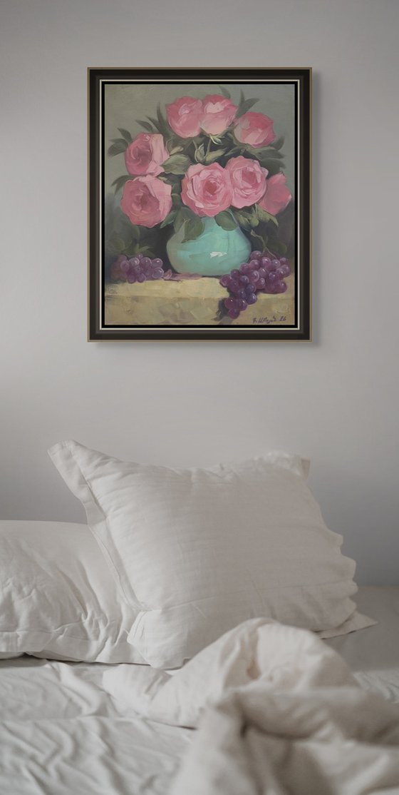 Still Life with Pink Roses