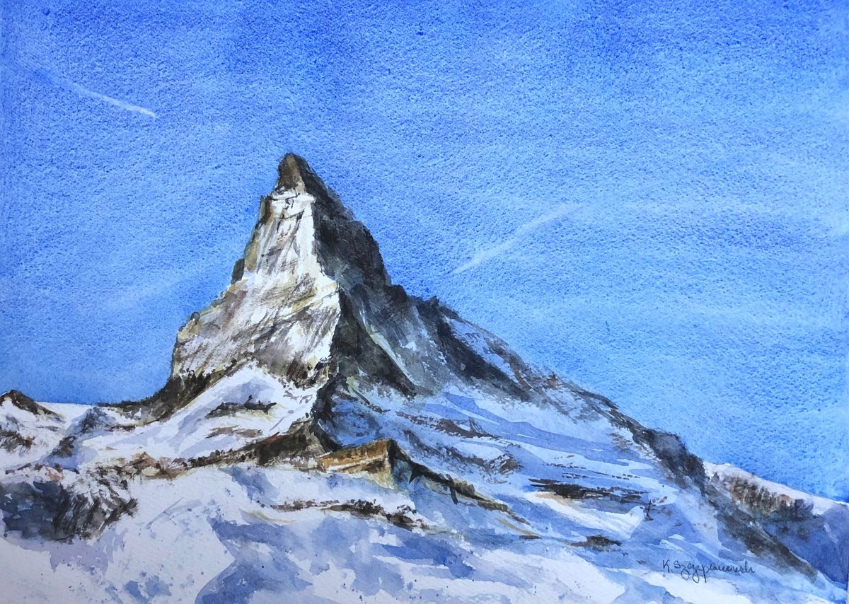 Impressionistic Watercolour , The Matterhorn By Krystyna Szczepanowski, 15 X 11, Artwork For Sale On Artfinder
