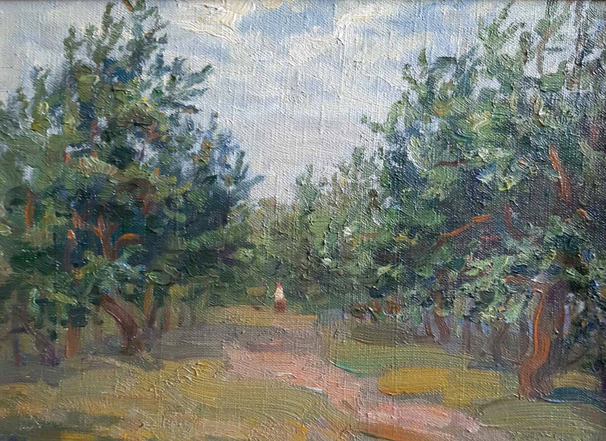 Impressionistic Landscape Oil Painting By Ivan Kovalenko, 11 X 9, In The Woods, Original Artwork