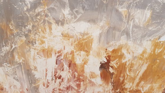 Born again - golden, copper, silver abstract painting