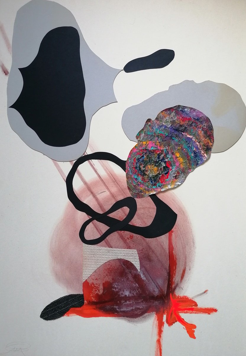 Surrealistic Abstract Acrylic Painting By Stefano Mazzolini, 28 X 39", Arat, Original Artwork