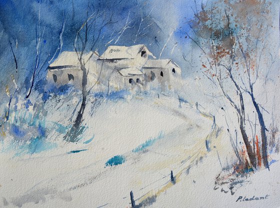 Frozen morning-watercolor