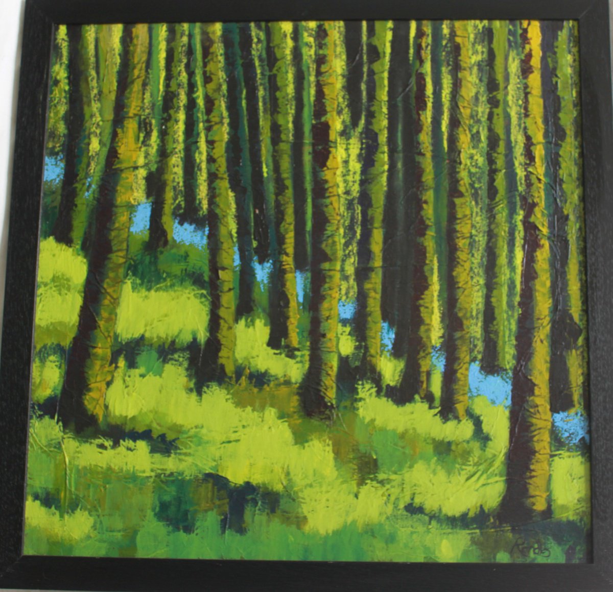 Impressionistic Landscape Acrylic Painting By Phil Randles, 22 X 22", Bluebell Flash, Original Artwork