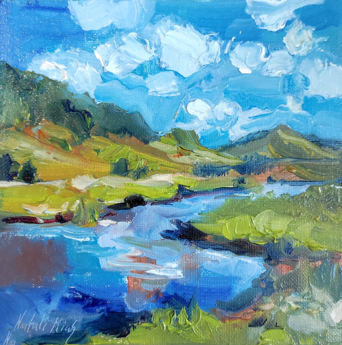 Mountain River By Natalia Miasnikova, 6 X 6, Artwork For Sale On Artfinder