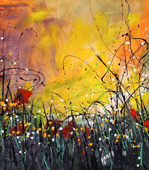 Danza Boreale - Extra large  floral landscape by Cecilia Frigati
