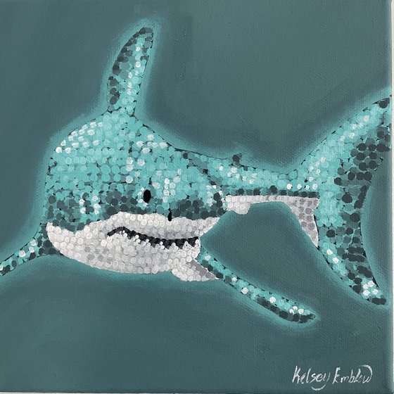 "Tiffany" Great white shark painting