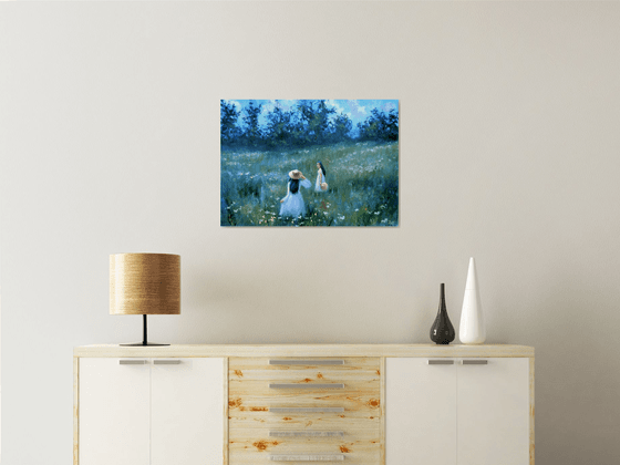 Among the Wildflowers. Medium Oil Painting